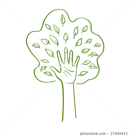 hand forming a tree with leaves - Stock Illustration [15998451] - PIXTA