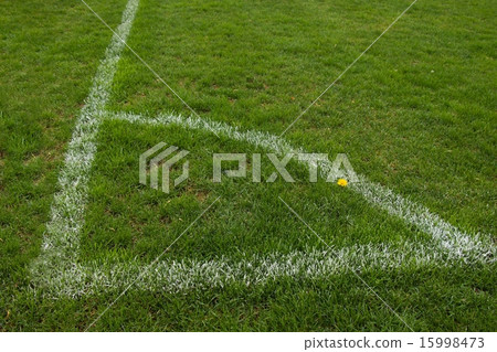 Football playground corner on green turf ground 15998473