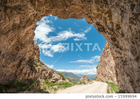 Dirt danger road through the Canyon Colca River 15999694