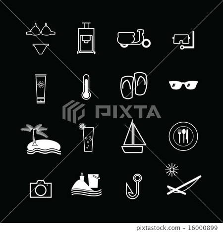 Summer icons set line flat - Stock Illustration [16000899] - PIXTA