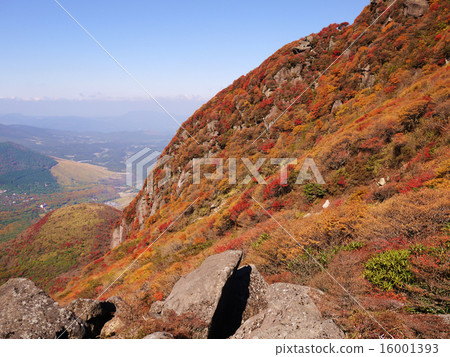 Scenery from the top of the mountain in autumn climbing to Oita Prefecture Kuju Renjozan Mt. 16001393