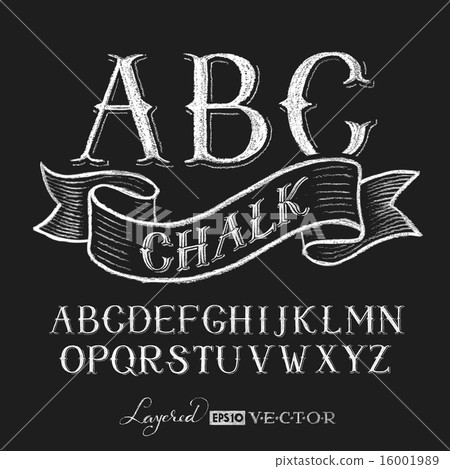 Alphabet hand drawn on chalkboard 16001989