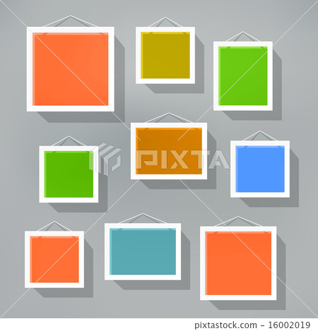 Blank color picture frame set on blured background 16002019