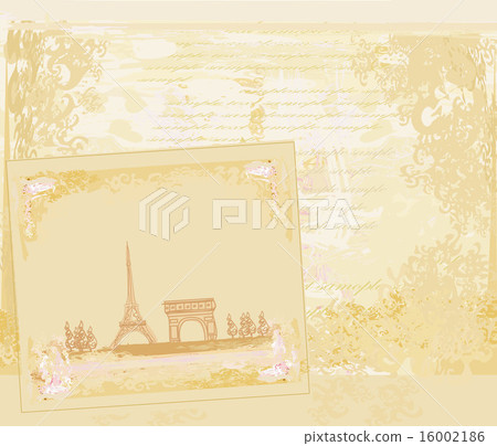 vintage retro Eiffel tower in Paris card vintage retro Eiffel tower in Paris card 16002186