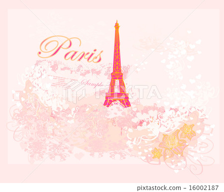 vintage retro Eiffel tower in Paris card vintage retro Eiffel tower in Paris card 16002187