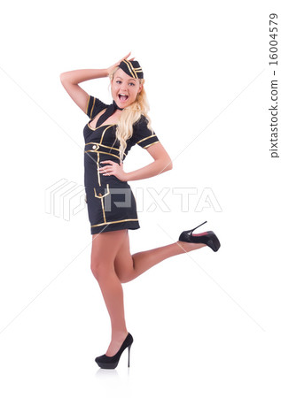 Woman airhostess isolated on the white Woman airhostess isolated on the white 16004579