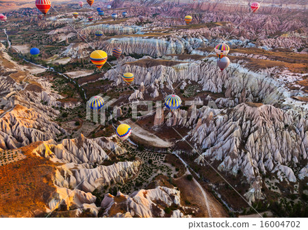 Hot air balloon flying over Cappadocia Turkey 16004702