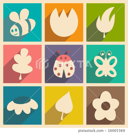 Flat with shadow concept and mobile application nature icons Flat with shadow concept and mobile application nature icons 16005369