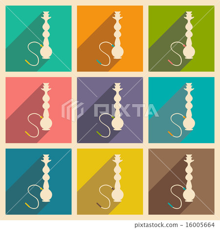 Flat with shadow concept and mobile application hookah shisha 16005664