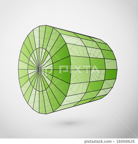 Wireframe cylinder polygonal element 16008626