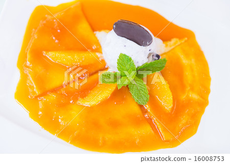 Orange crepe cake with ice cream 16008753