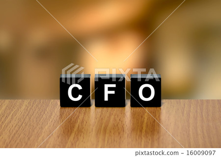 CFO or chief financial officer on black block 16009097
