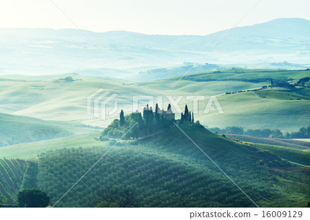 Early spring morning in Tuscany, Italy 16009129