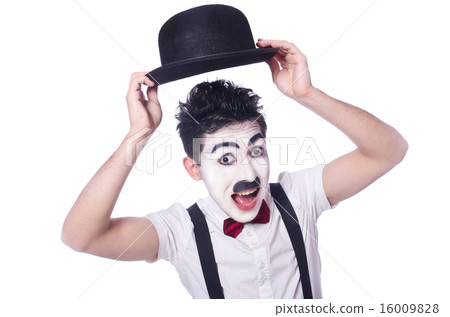 Personification of Charlie Chaplin on white 16009828