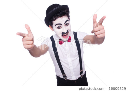 Personification of Charlie Chaplin on white Personification of Charlie Chaplin on white 16009829