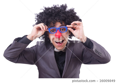 Businessman clown isolated on white 16009849