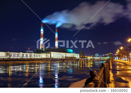 Two pipes with smoke of Moscow electric station 16010092