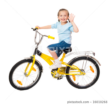 girl on bicycle isolated 16010268