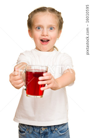 little girl with glass of juice little girl with glass of juice 16010595