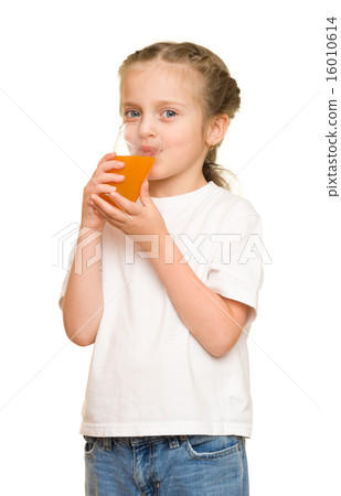 little girl with a glass of juice little girl with a glass of juice 16010614