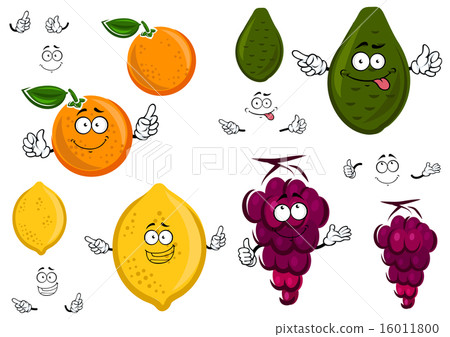 Funny cartoon isolated fruit characters Funny cartoon isolated fruit characters 16011800