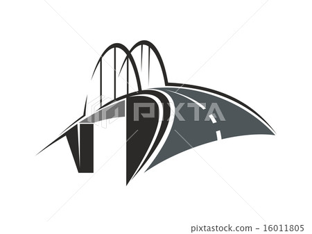 Arch bridge and road icon Arch bridge and road icon 16011805