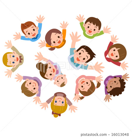 Children looking up with a nursery teacher Children looking up with a nursery teacher 16013048