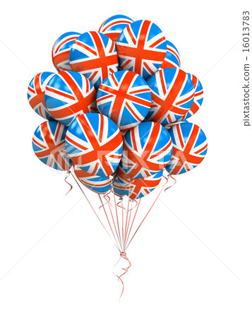 Bunch of Great Britan flag balloons isolated Bunch of Great Britan flag balloons isolated 16013783