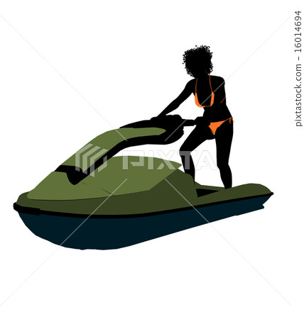 African American Female Jetskier Art Illustration Silhouette African American Female Jetskier Art Illustration Silhouette 16014694