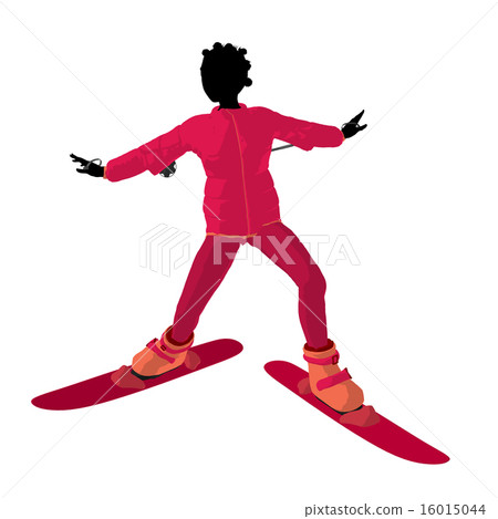 African American Skier Girl Illustration Silhouette 16015044