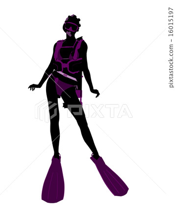 African American Scuba Diving Illustration Silhouette 16015197