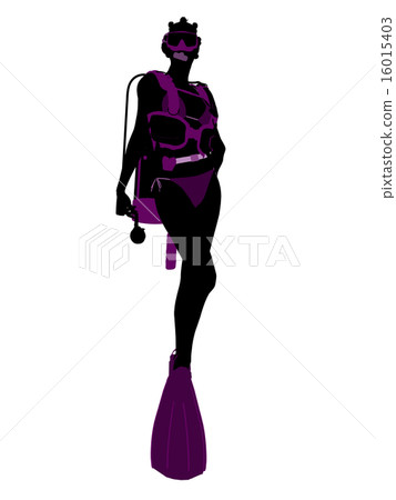 African American Scuba Diving Illustration Silhouette African American Scuba Diving Illustration Silhouette 16015403