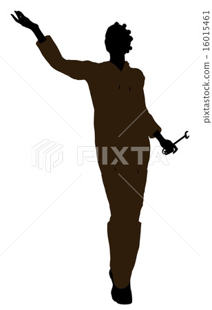Female African American Mechanic Silhouette 16015461