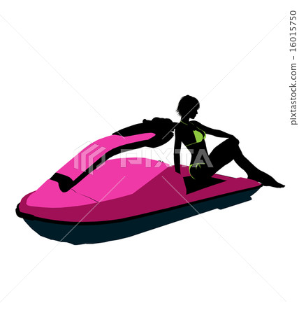 Female Jetskier Art Illustration Silhouette 16015750