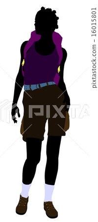 African American Girl Hiker Silhouette 16015801