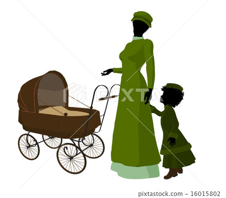 Victorian Mother And Child Art Illustration Silhouette 16015802