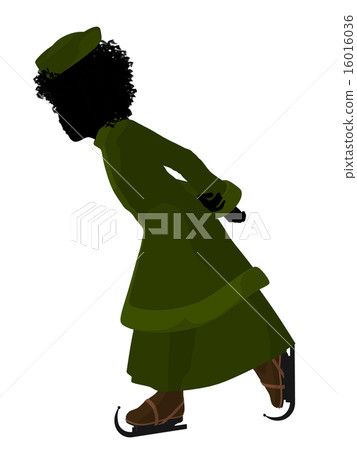 African American Victorian Girl Ice Skating Illustration Silhoue African American Victorian Girl Ice Skating Illustration Silhoue 16016036