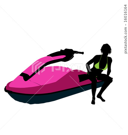 Female Jetskier Art Illustration Silhouette 16016164