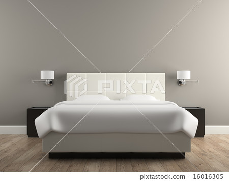 Interior of the modern design  bedroom 3D render 16016305