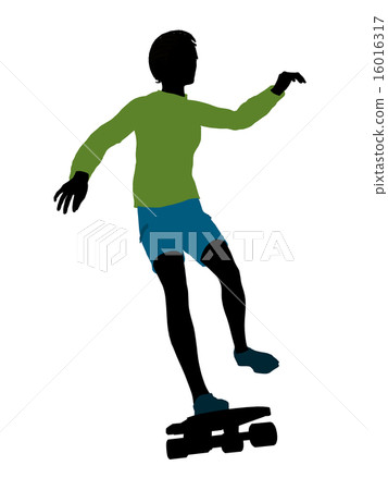 African American Skateboarder Silhouette 16016317