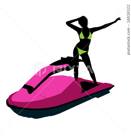 Female Jetskier Art Illustration Silhouette 16016322