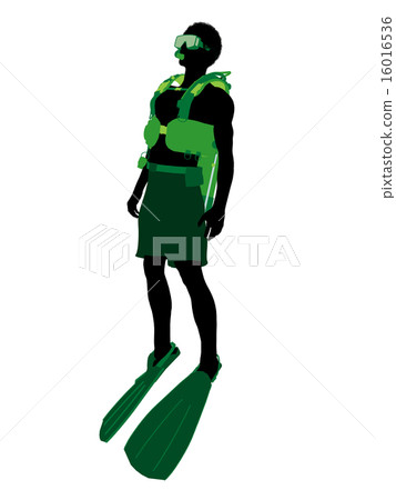 African American Male Scuba Diver Illustration Silhouette African American Male Scuba Diver Illustration Silhouette 16016536