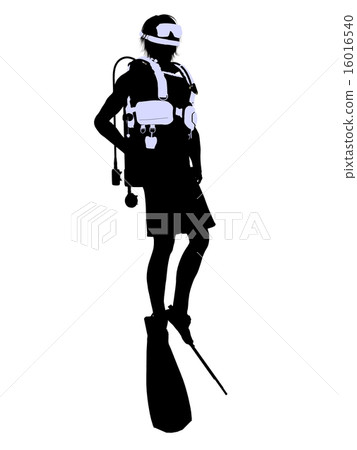 Male Scuba Diver Illustration Silhouette Male Scuba Diver Illustration Silhouette 16016540