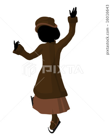 Victorian Girl Ice Skating Illustration Silhouette Victorian Girl Ice Skating Illustration Silhouette 16016643
