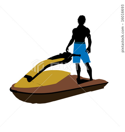 Male Jetskier Art Illustration Silhouette Male Jetskier Art Illustration Silhouette 16016693