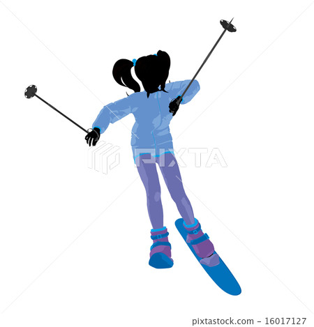 Skier Girl Illustration Silhouette 16017127
