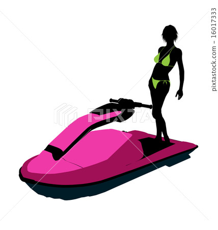 Female Jetskier Art Illustration Silhouette 16017333