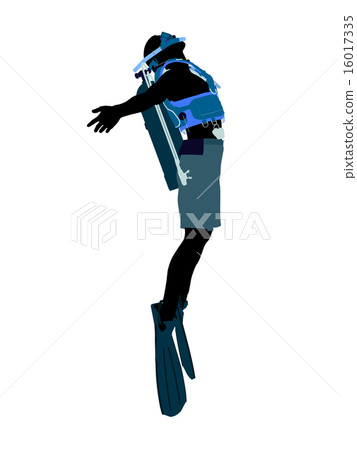 Male Scuba Diver Illustration Silhouette 16017335