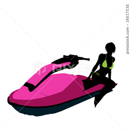 Female Jetskier Art Illustration Silhouette 16017538