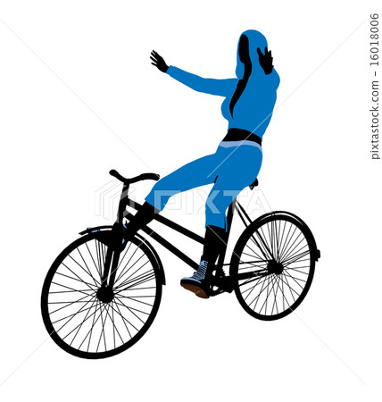 Female Bicycle Rider Illustration Silhouette Stock Illustration